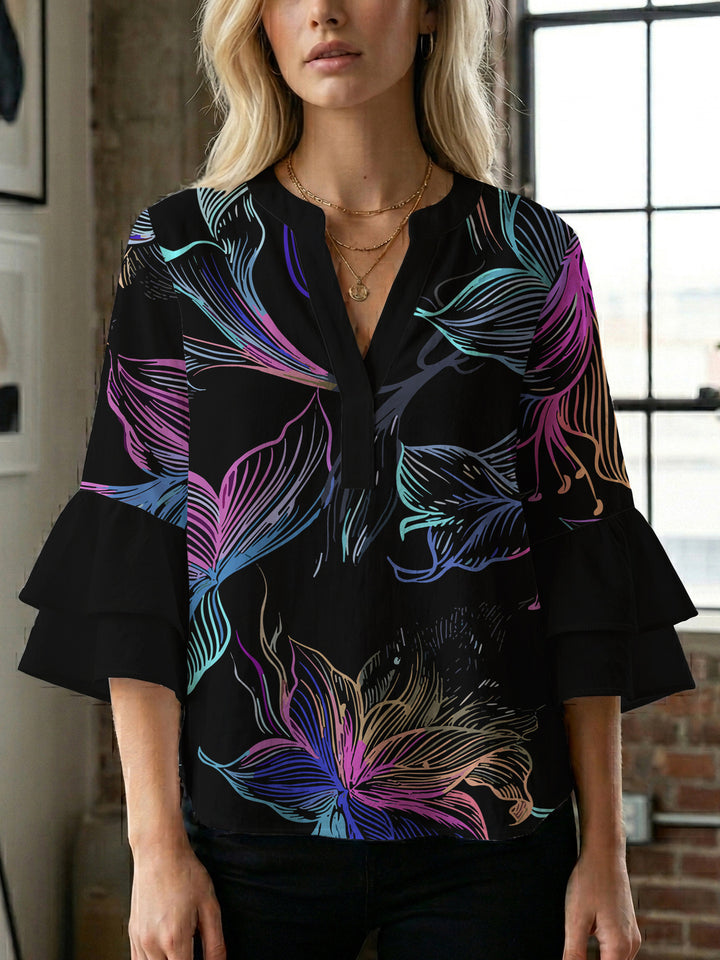 Women's blouse shirt with voluminous sleeves and floral pattern Lune London