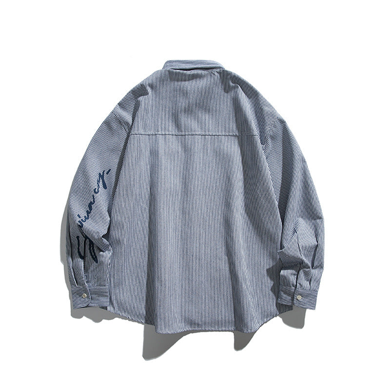 Unisex Oversize Stripe Shirt in Boxy Cut with Chest Pocket and Classic Kent Collar Amarae