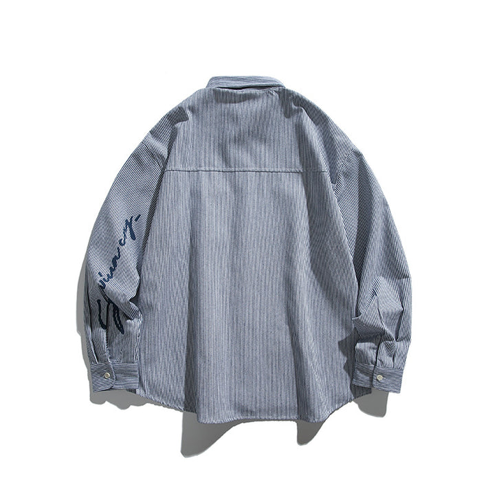 Unisex Oversize Stripe Shirt in Boxy Cut with Chest Pocket and Classic Kent Collar Amarae