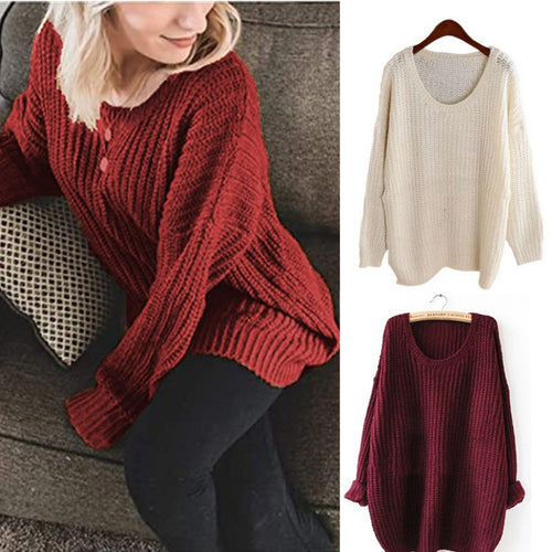 Ladies Large knitted sweater with wide sleeves and a relaxed fit Amarae