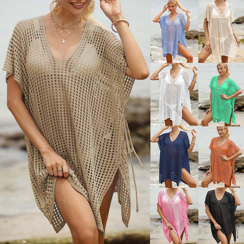 Women Airy Beach Cover-Up Made of Open Net Design with Side Ties Amarae