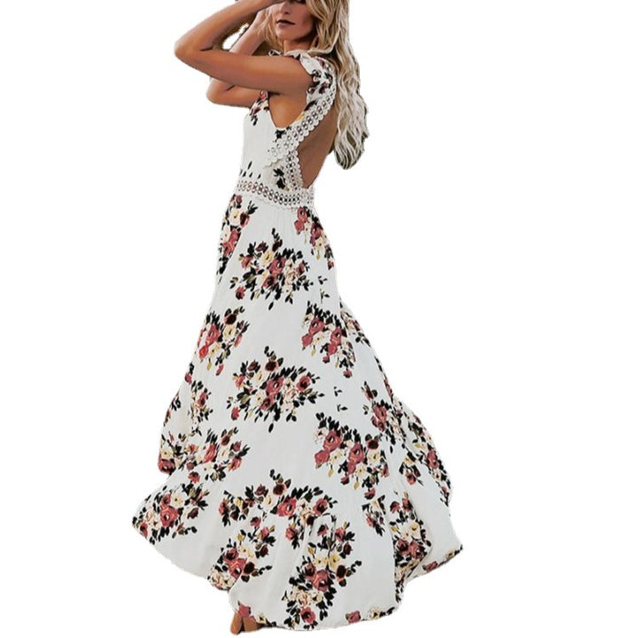 Ladies Floral High-Low Maxi Dress Lune London