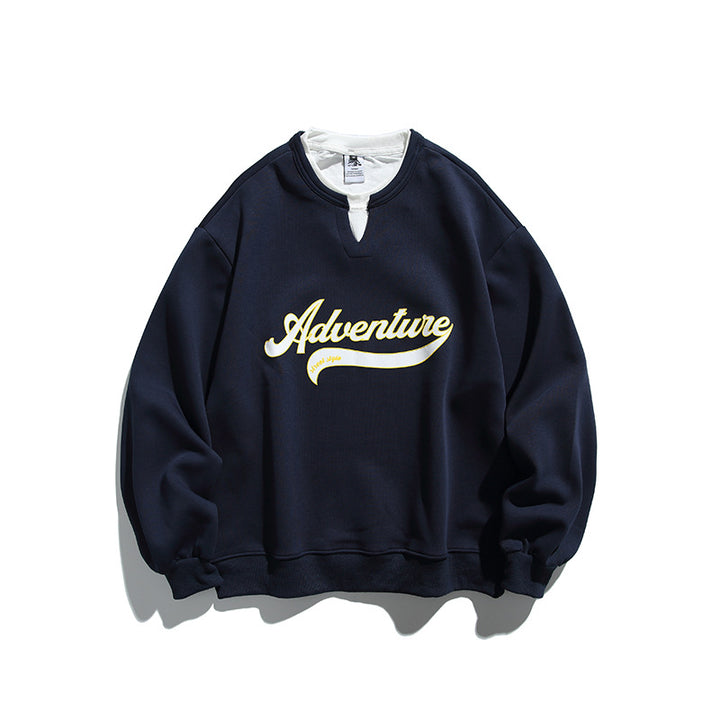 Unisex Oversize Sweatshirt with Layered Collar, Soft Fleece and Statement Print Amarae