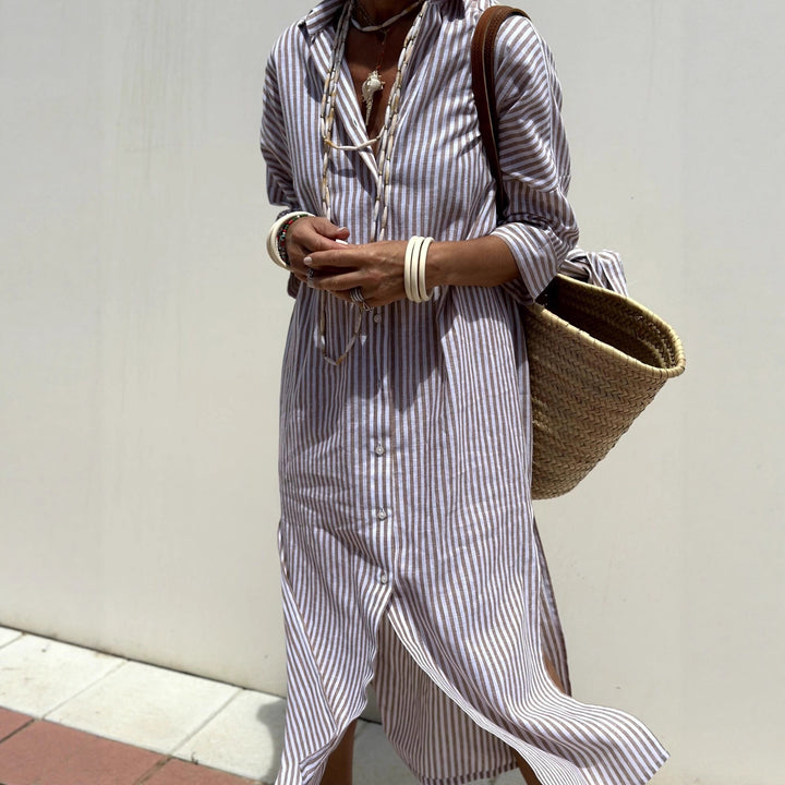 Shirt dress for women with a modern lacing design and side slits Lune London
