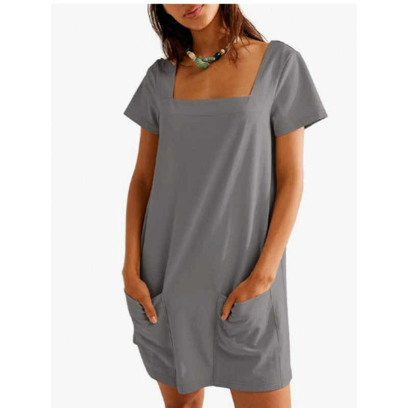 Casual dress for women with square neckline and practical pockets Lune London