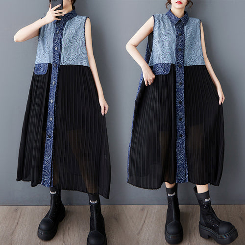 Pleated maxi dress for women with embellished top Amarae