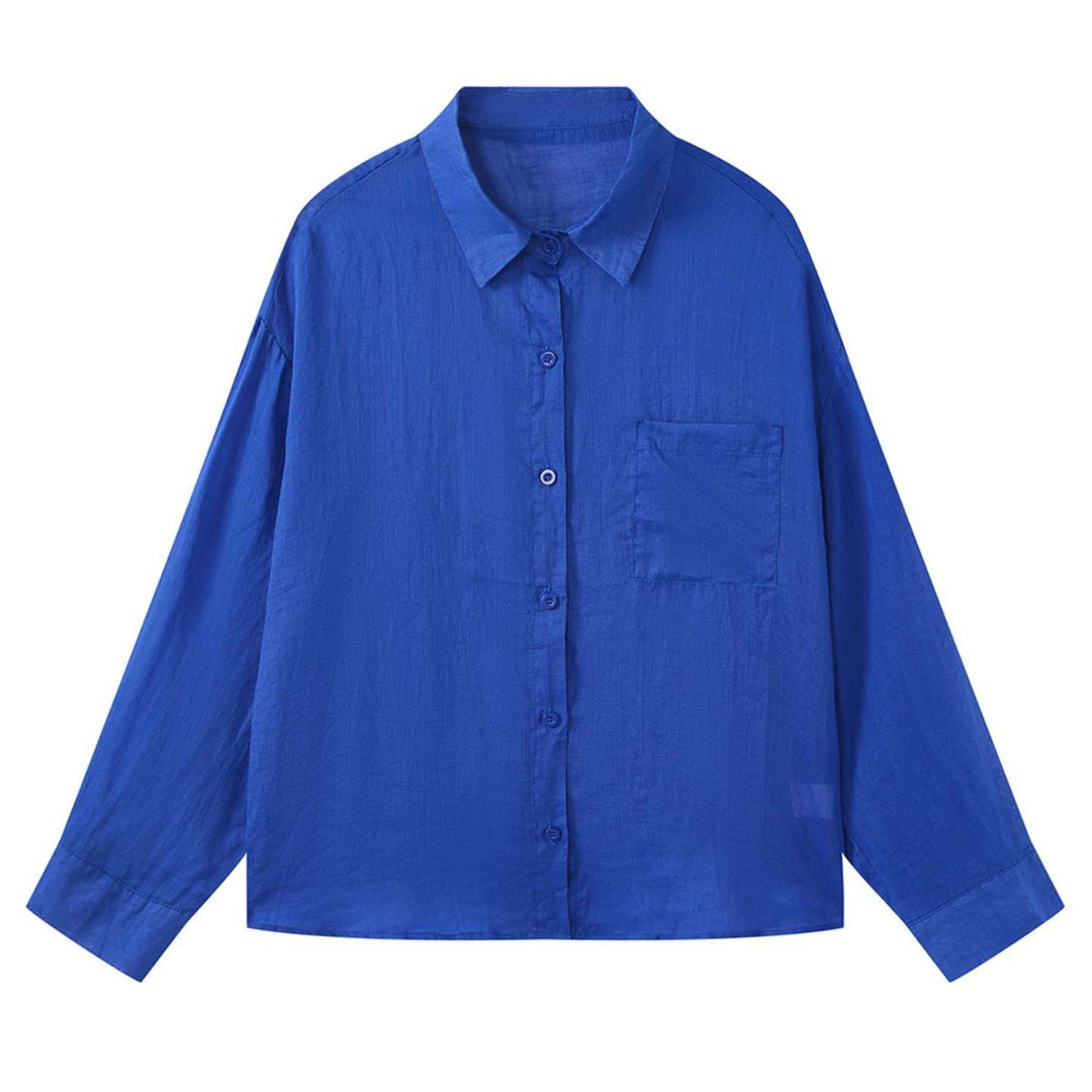Women's Light Oversized Linen Blouse with Chest Pocket Amarae