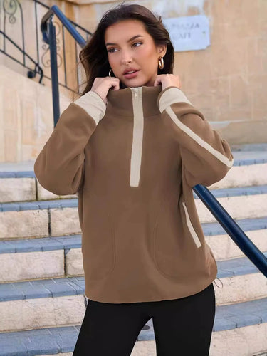 Fleece sweater for women with zip Amarae