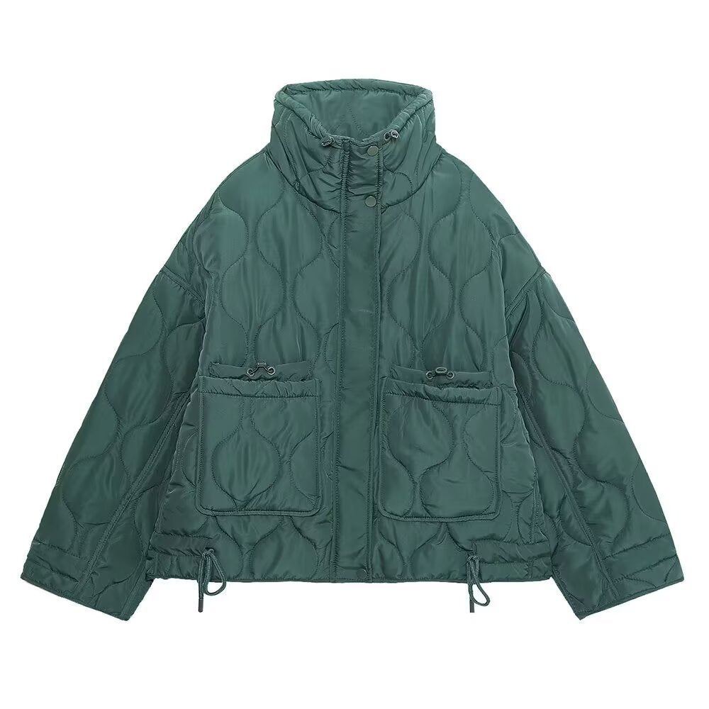 Women's quilted jacket with standing collar oversized short jacket with drawstring Amarae