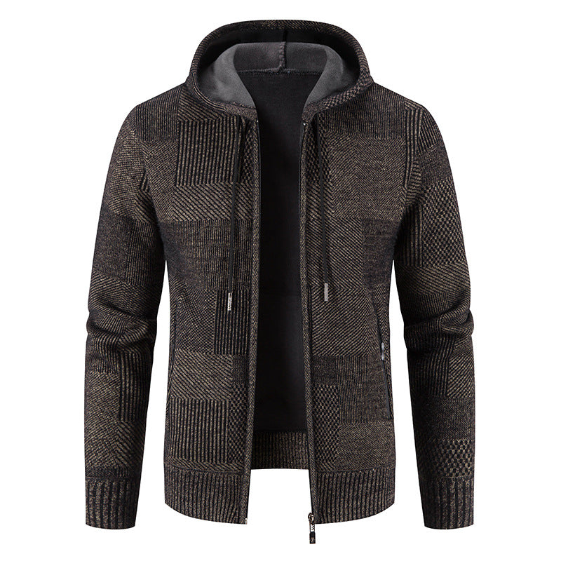 Men's knitted hoodie jacket with modern structural elements Lune London