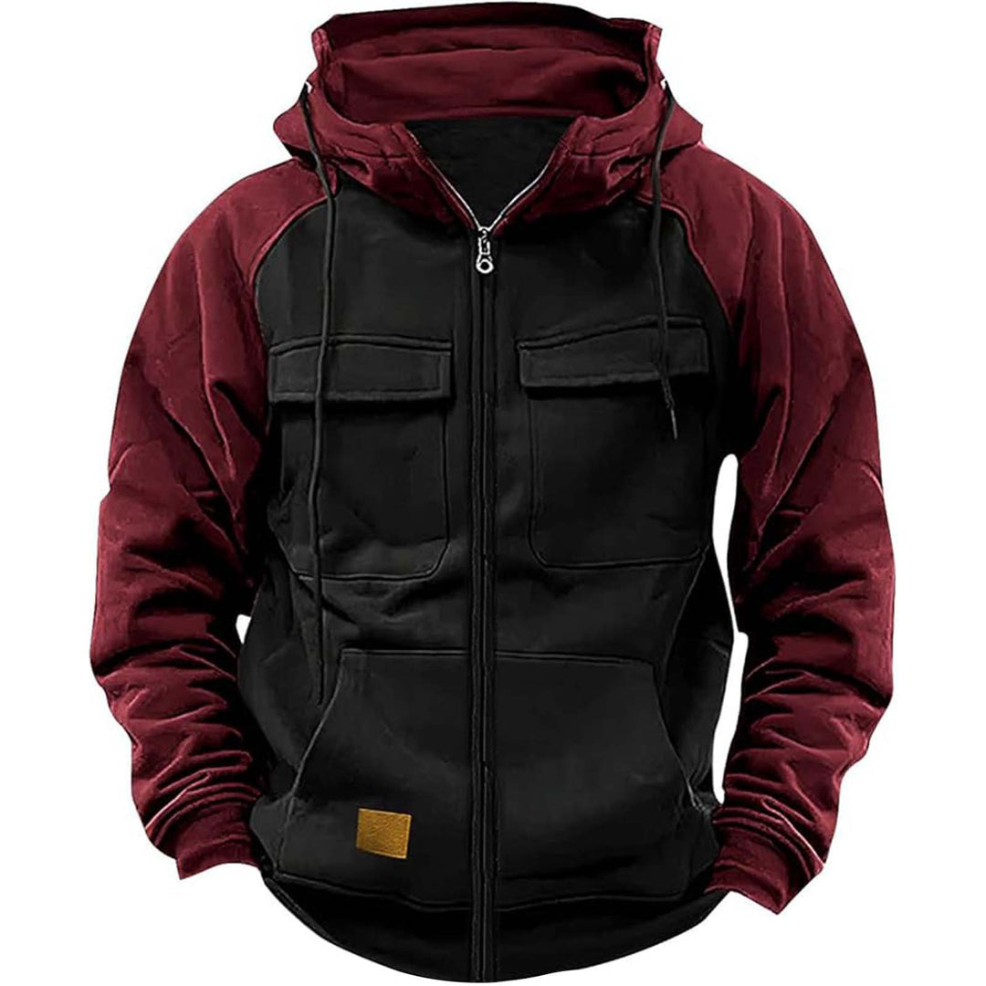 Sporty hooded jacket for men with practical chest pockets and warm fleece material Lune London
