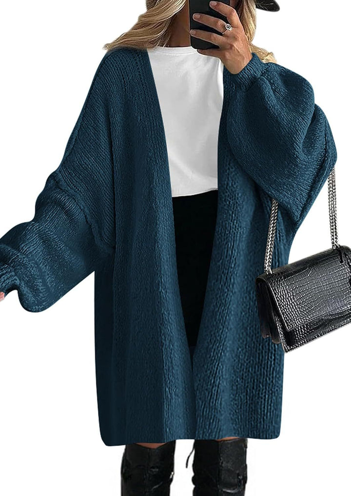 Casual knit coat for women with open cut and wide sleeves Lune London