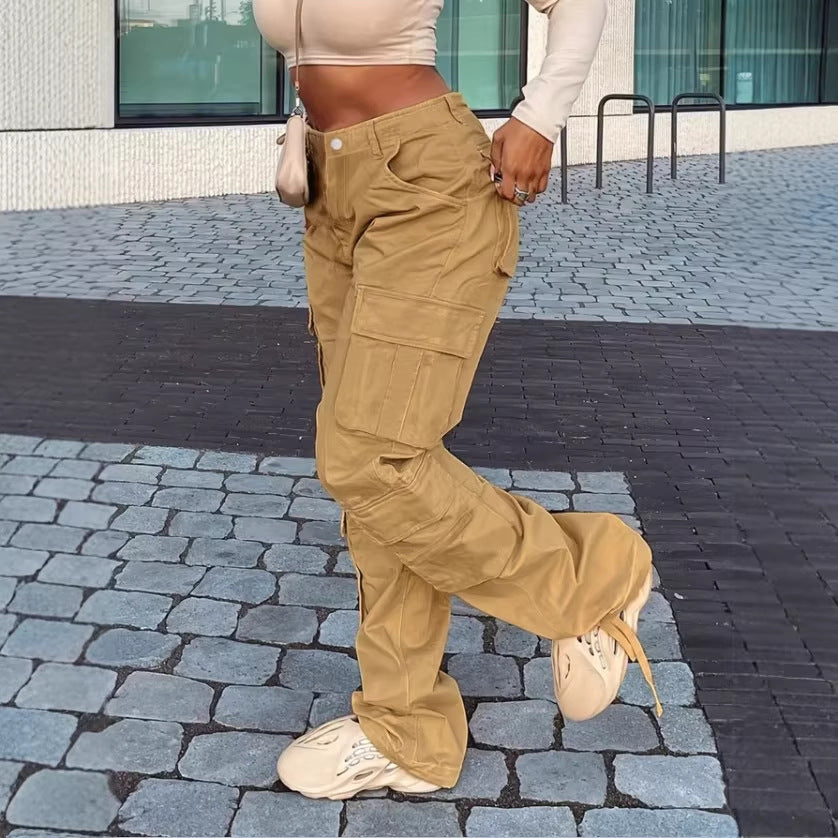 Women Cargo Pants in Relaxed Wide-Leg with Multiple Pockets and Reinforced Seams Amarae