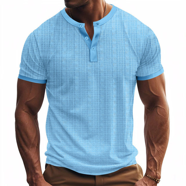Men's Short Sleeve Henley T-Shirt with Modern Structured Design Lune London