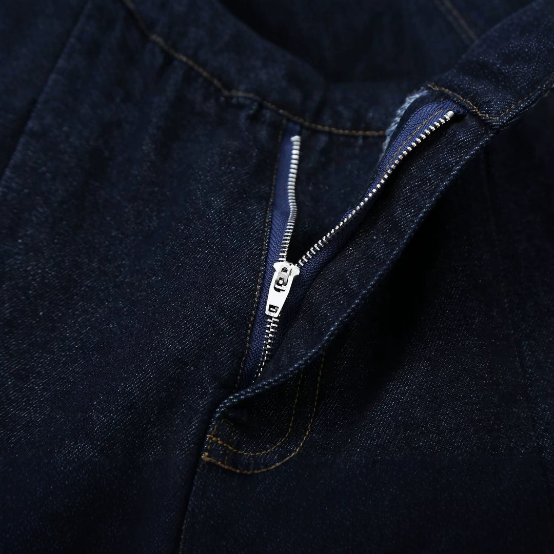 Women's high-waisted wide denim trousers with pleats and central crease Amarae