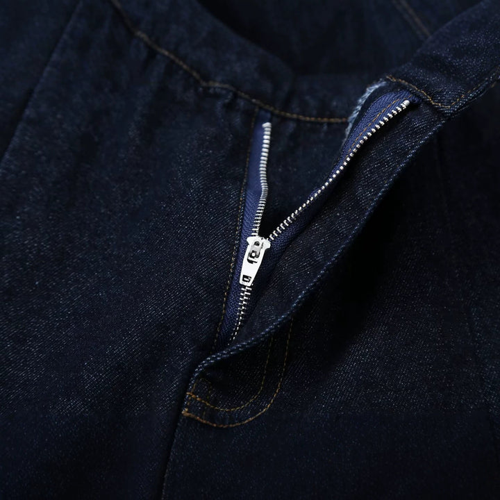 Women's high-waisted wide denim trousers with pleats and central crease Amarae