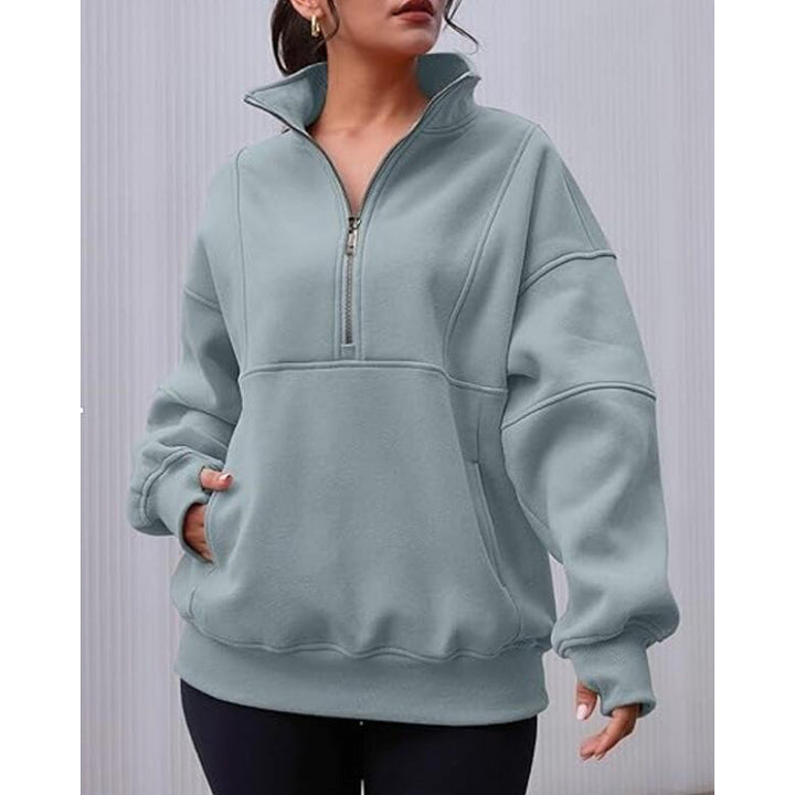 Women's sweatshirt with half-zip and oversized fit Lune London