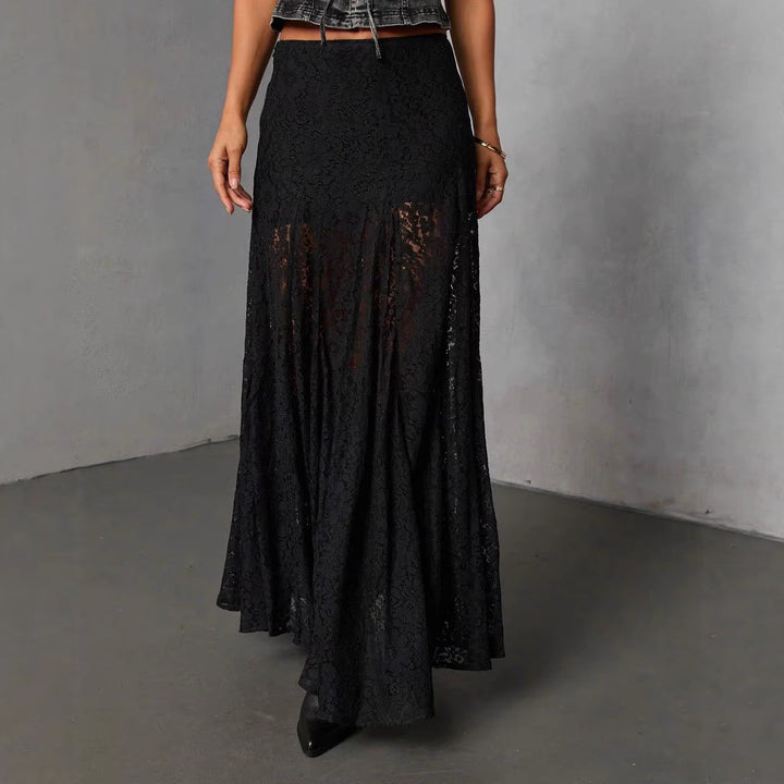 Long lace skirt for women with a fluid cut and high waist Chic & Stil