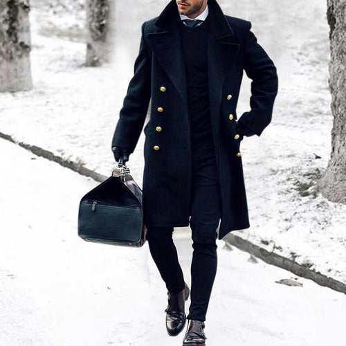 Elegant men's coat with double-breasted buttons and luxurious inner lining Amarae