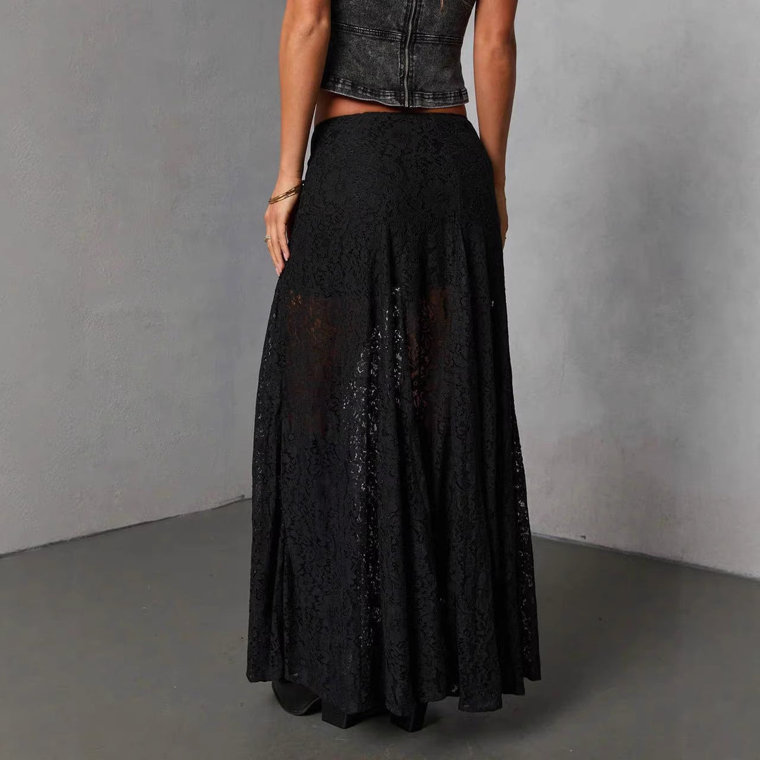 Women's Elegant Lace Maxi Skirt with Flowing Fall and Transparent Details Lune London