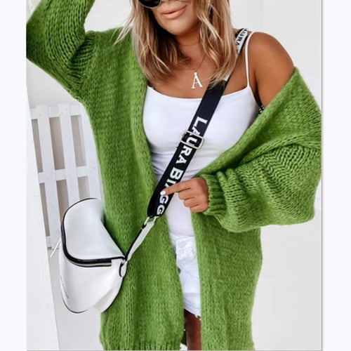 Ladies Large knit cardigan with open front panels and stylish ribbed knit pattern Chic and Still