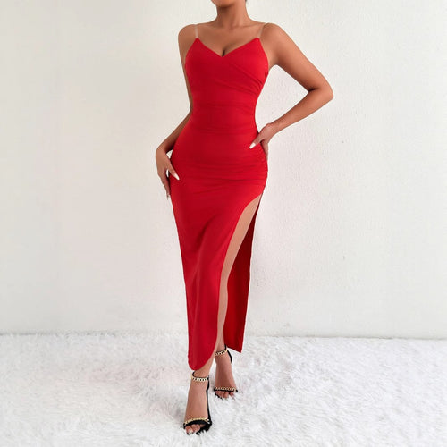 Women Elegant Maxi Dress with Side Slit and Fine Straps Amarae