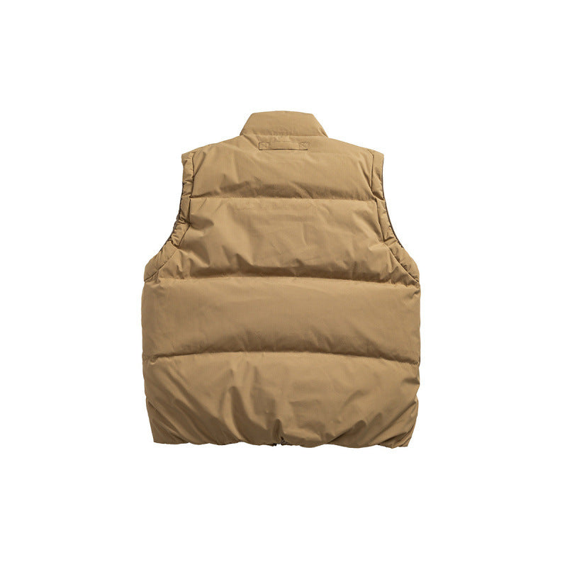 Unisex Padded Stand-Up Collar Vest with Two-Way Zipper and Drawstring Details Amarae