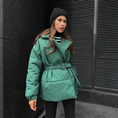 Elegant quilted coat for women with adjustable belt Amarae
