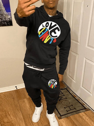 Men's Hoodie and Jogging Set with Creative Print Amarae