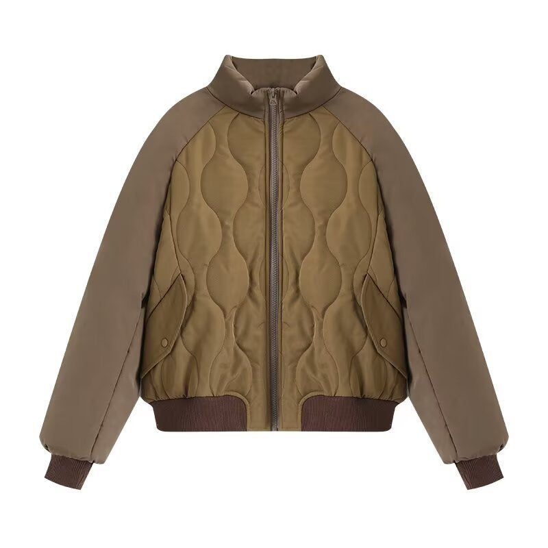 Fashionable quilted jacket for women with high collar and voluminous design Lune London