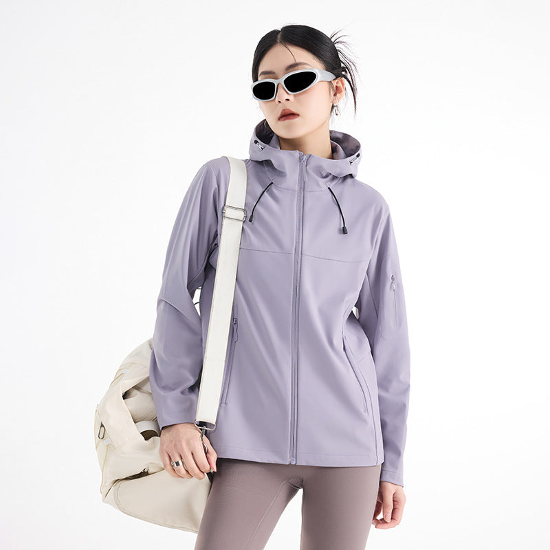 Women's Breathable Softshell Rain Jacket with Hood, Windproof and Minimalist Tech Look Amarae