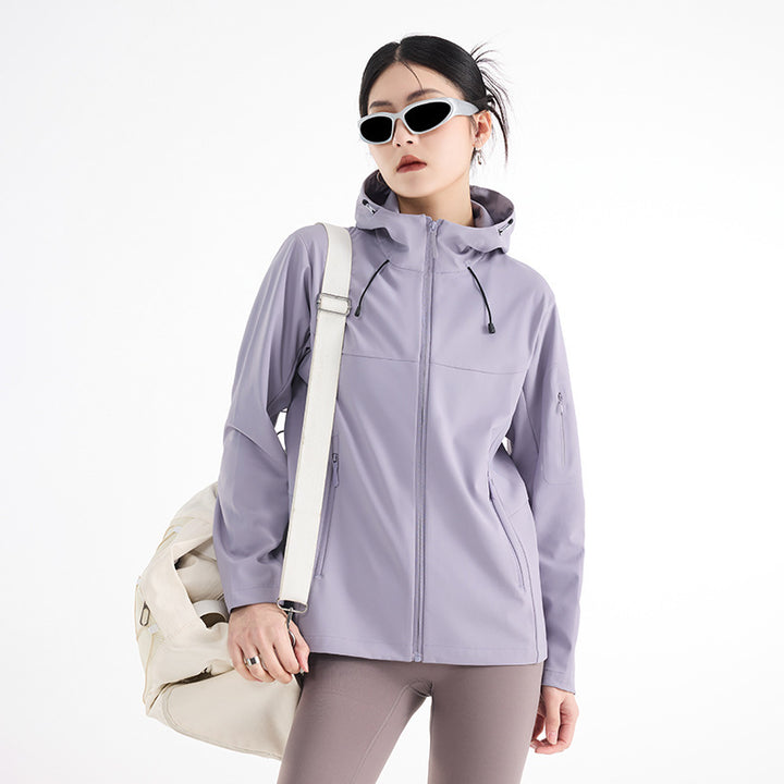 Women's Breathable Softshell Rain Jacket with Hood, Windproof and Minimalist Tech Look Amarae