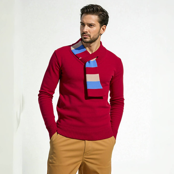 High quality men's V-neck pullover in soft knit material Lune London