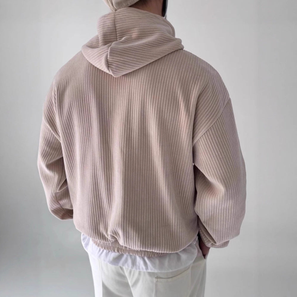 Men's cozy hoodie with ribbed structure and practical kangaroo pocket Lune London