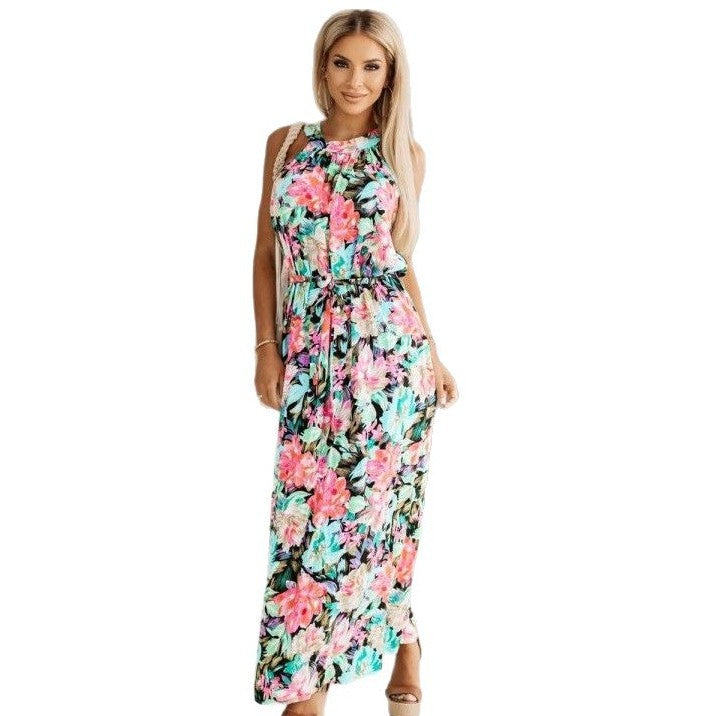 Maxi dress for women with adjustable waist drawstring Lune London