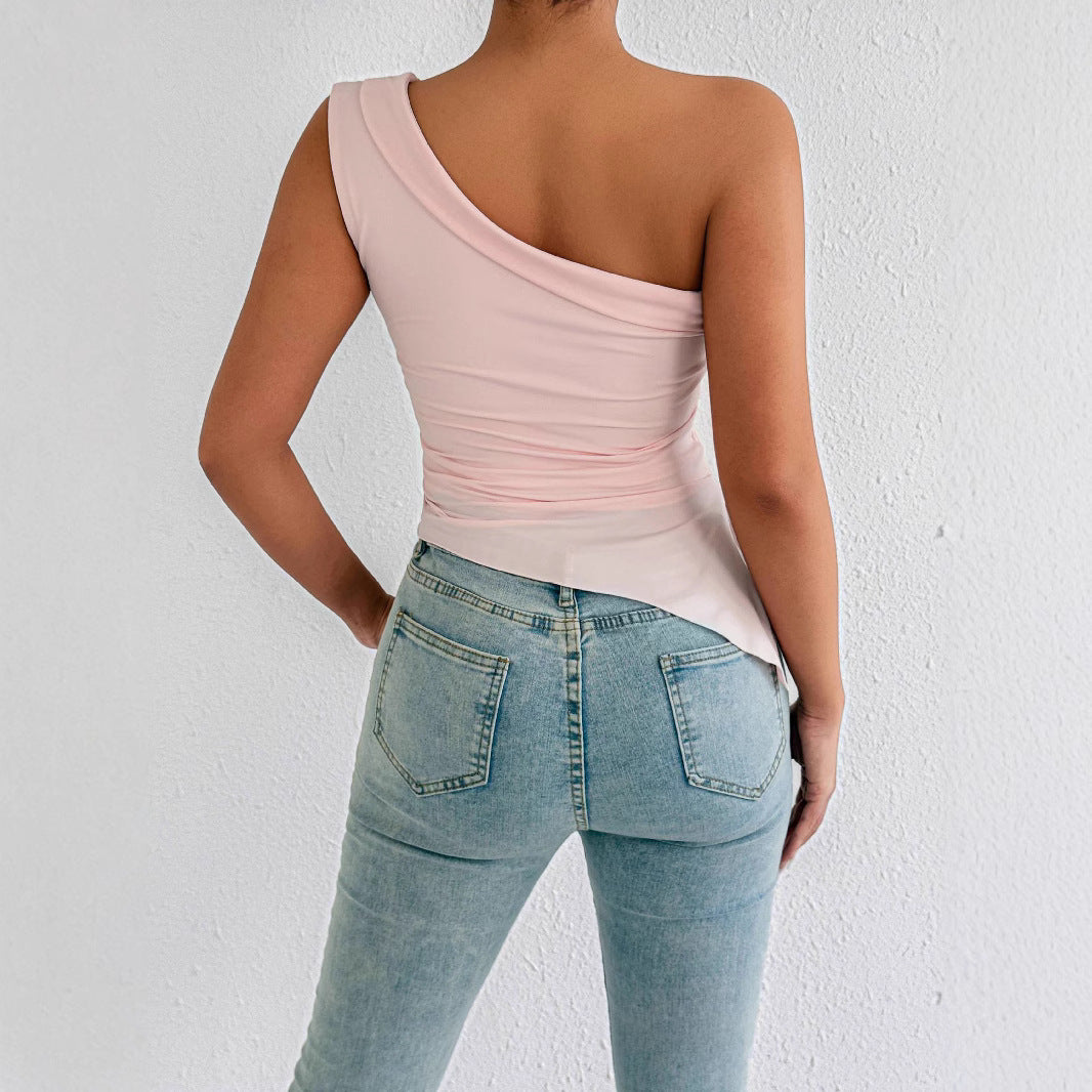 Women Elegant Asymmetrical Top with One Shoulder Design Lune London