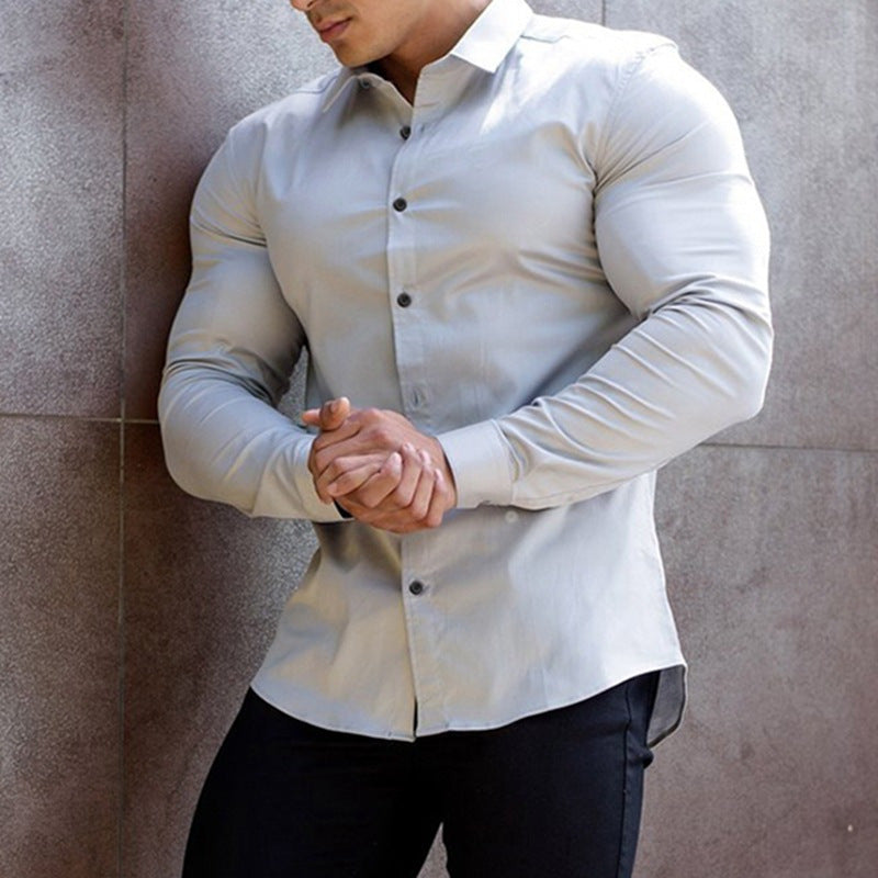 Fitted long sleeve shirt for men with modern collar and stylish button details Lune London