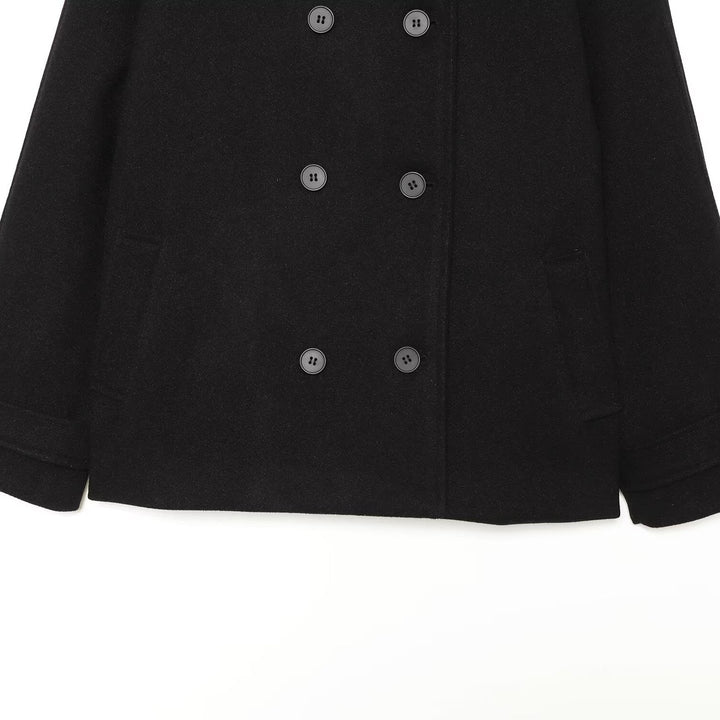 Women's Short Double-Breasted Wool Blend Cape Coat with High Stand Collar Amarae