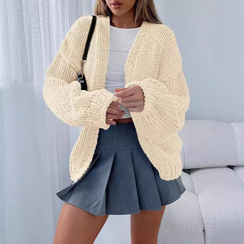 Knit jacket for women with voluminous sleeves and an open front closure Amarae