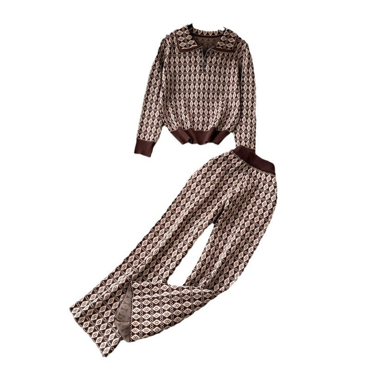 Elegant loungewear set for women with shiny pattern and elastic waist Lune London