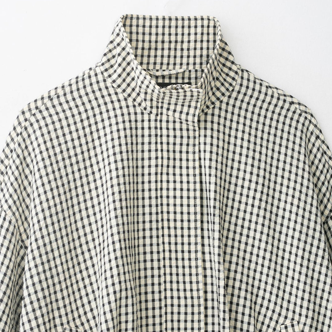 Women's Oversize Cropped Jacket with Stand-up Collar, Boxy Silhouette and Patch Pockets Amarae