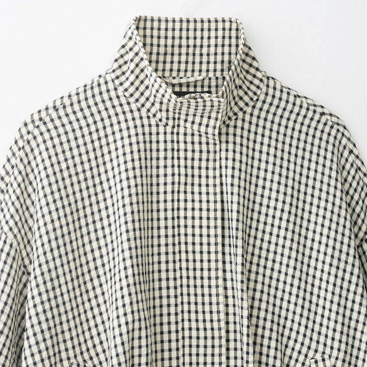 Women's Oversize Cropped Jacket with Stand-up Collar, Boxy Silhouette and Patch Pockets Amarae