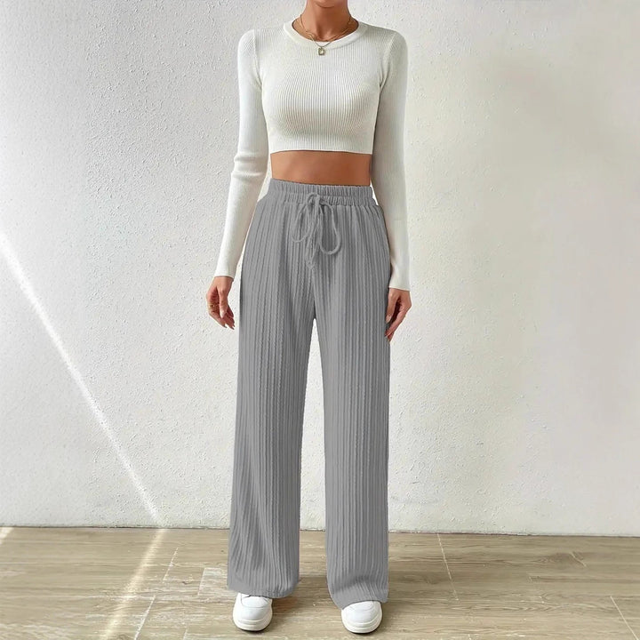 Ladies Comfortable Fabric Pants with Textured Surface Lune London
