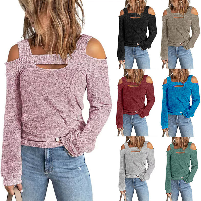 Lune London trendy women's long sleeve top with cut-out details and off-shoulder design