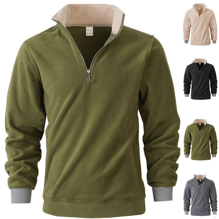 Men's fleece pullover with high collar and zipper Lune London