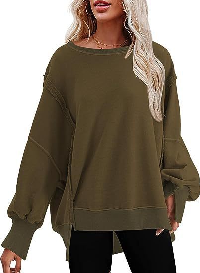 Ladies casual sweatshirt with puff sleeves and side slits Lune London