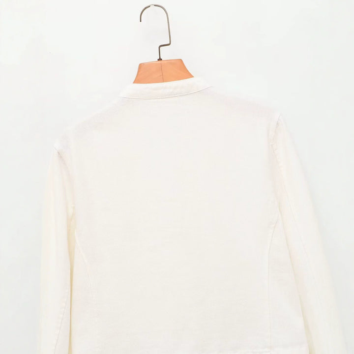 Women's military-style jeans jacket with stand-up collar and decorative button plackets Amarae
