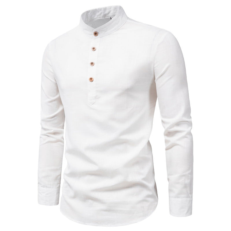 Trendy long-sleeve shirt for men with a high collar and elegant button placket Lune London