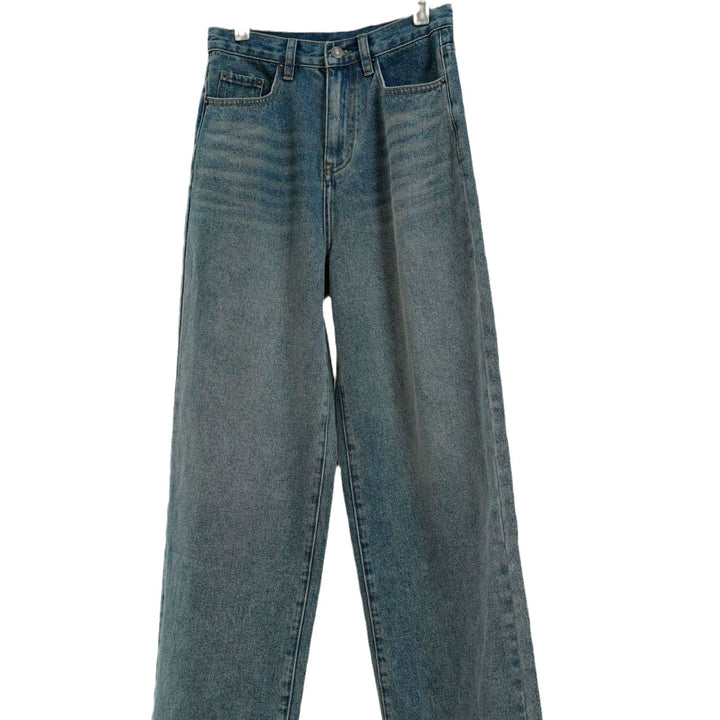 Women Extra Wide High-Waist Denim Palazzo Pants with Extended Hem Amarae