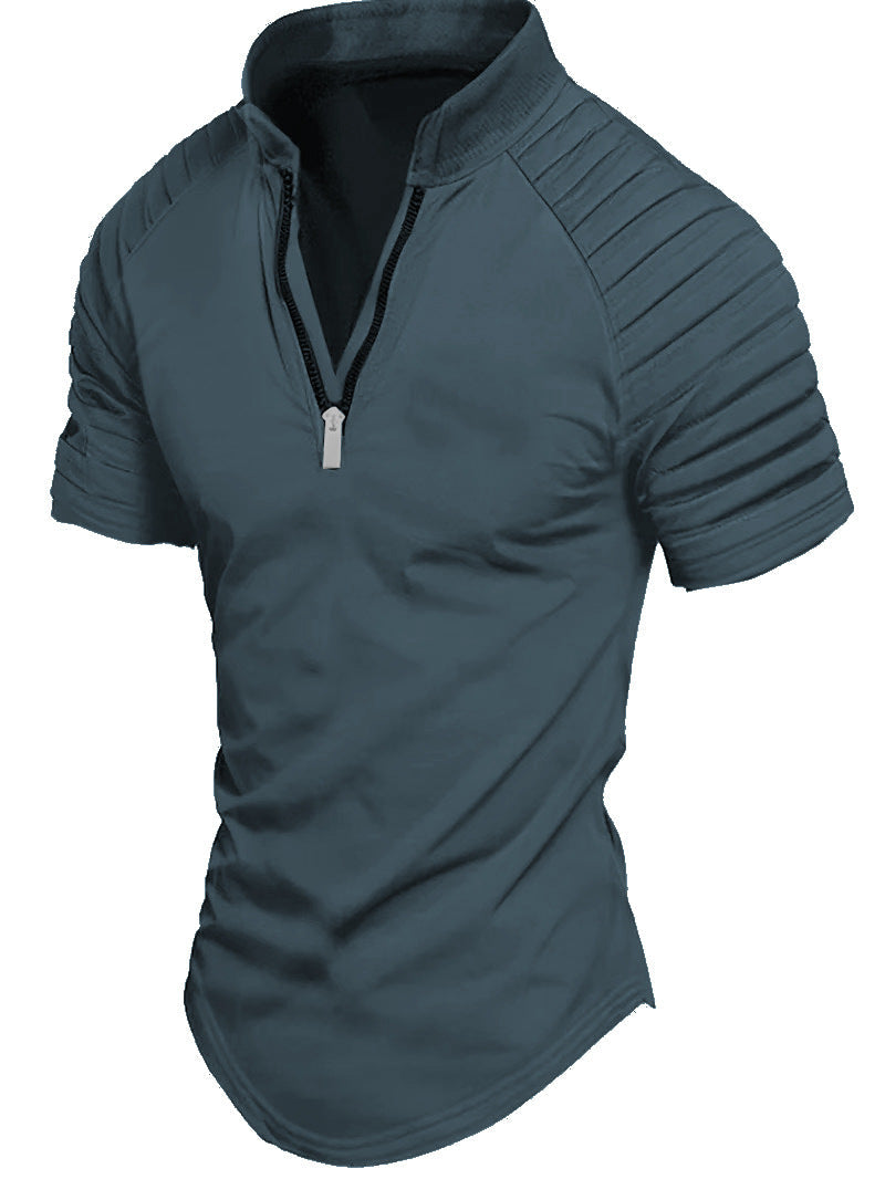 Men's sporty functional shirt with half zipper and ribbed details Lune London